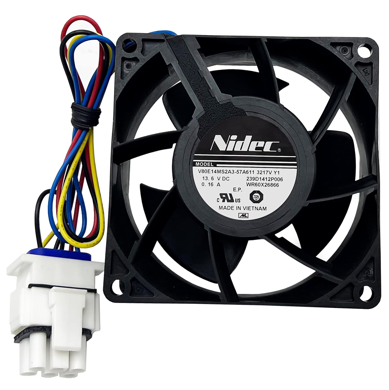 Refrigerator Evaporator Fan Motor for GE CFE28TSHJSS CFE28TSHRSS CFE28USHKSS CFE29TSDDSS CWE23SSHISS CYE22TP3MBD1 CYE22TSHPSS CYE22USHOSS DFE28JBLETS DFE28JMKFES GFD28GSLBSS GFE26GMKJES CYE22TP3MBD1