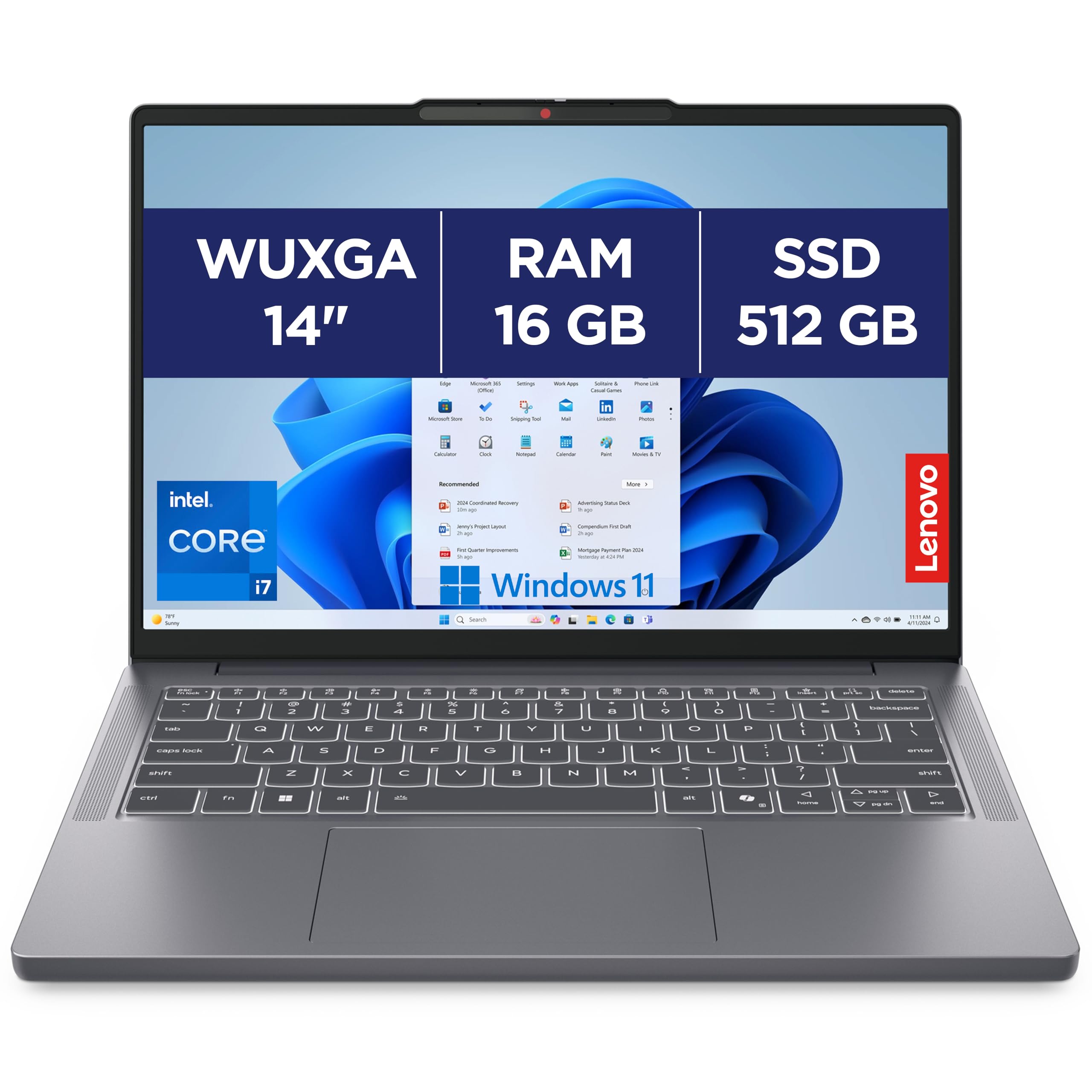 Lenovo IdeaPad Slim 3 14IRH10 Ordinateur Portable 14" WUXGA Intel Core i7-13620H RAM 16Go SSD 512Go Intel UHD Graphics Windows 11 Home Clavier AZERTY Français Gris