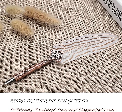 Miniatura 6 de Bewinner Juego de pluma estilográfica clásica de caligrafía hecha a mano con botella de tinta y 3 puntas de bolígrafo de inmersión, instrumento de
