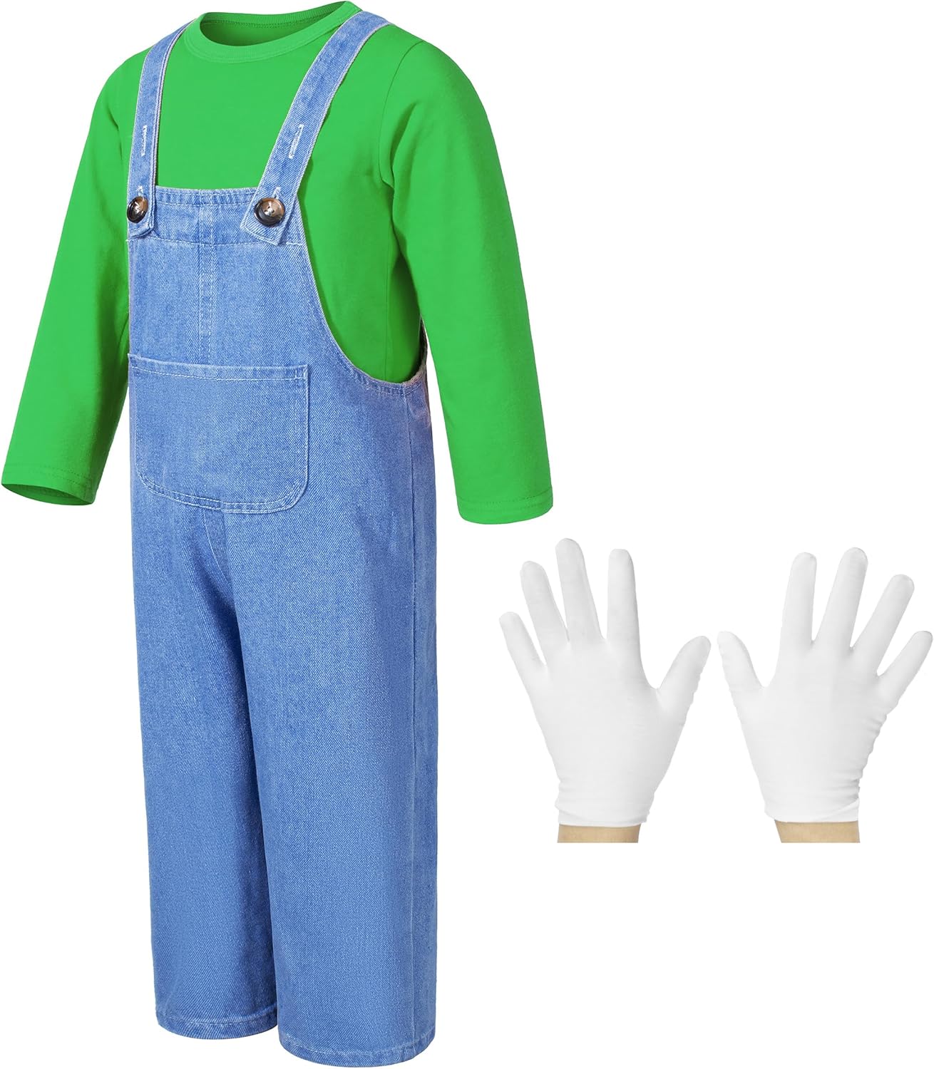 Plumber Costume for Kids Shirt Overalls Glove Boys Halloween Party Cosplay 3-12 Years - Image 2