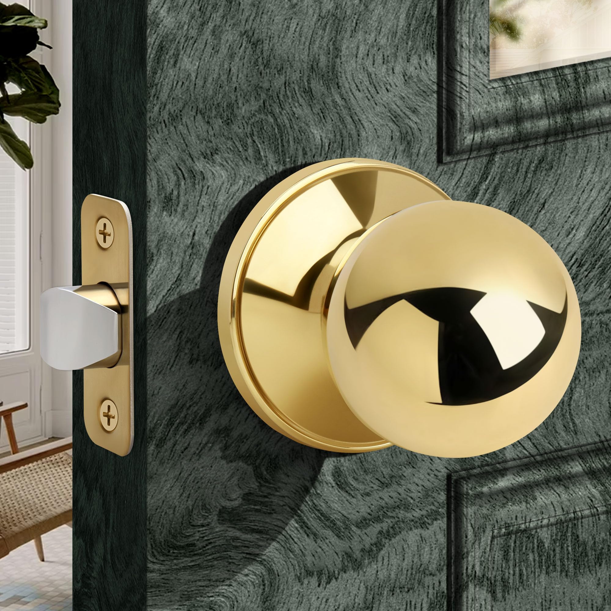 Moquin Gold Privacy Door Knob - Keyless Security -10