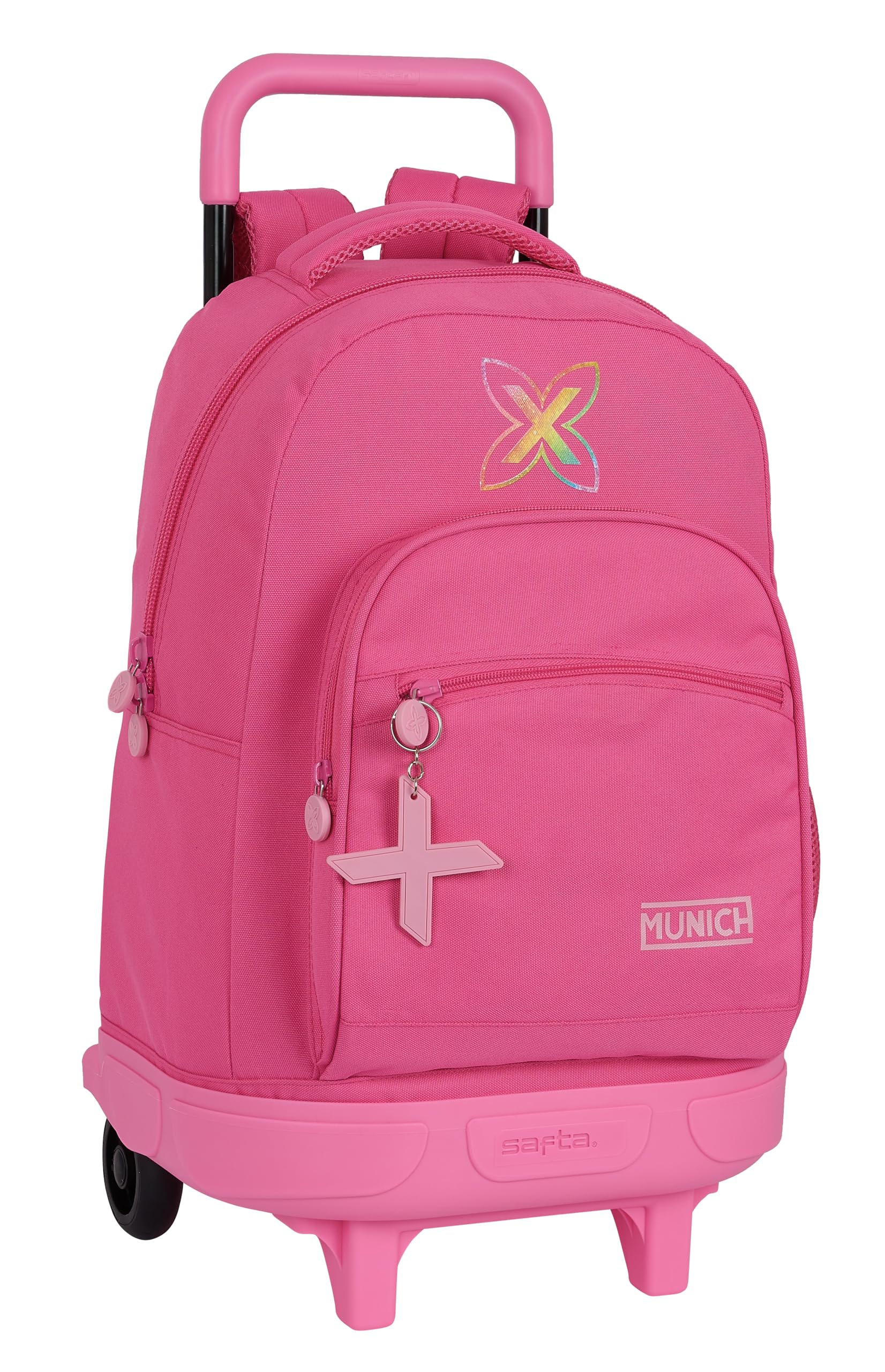 Safta MUNICH FRESA - Mochila Grande con Ruedas, Compacta, Extraíble, Ideal para Niños de Diferentes Edades, Cómoda y Versátil, Calidad y Resistencia, 33x22x45 cm, Color