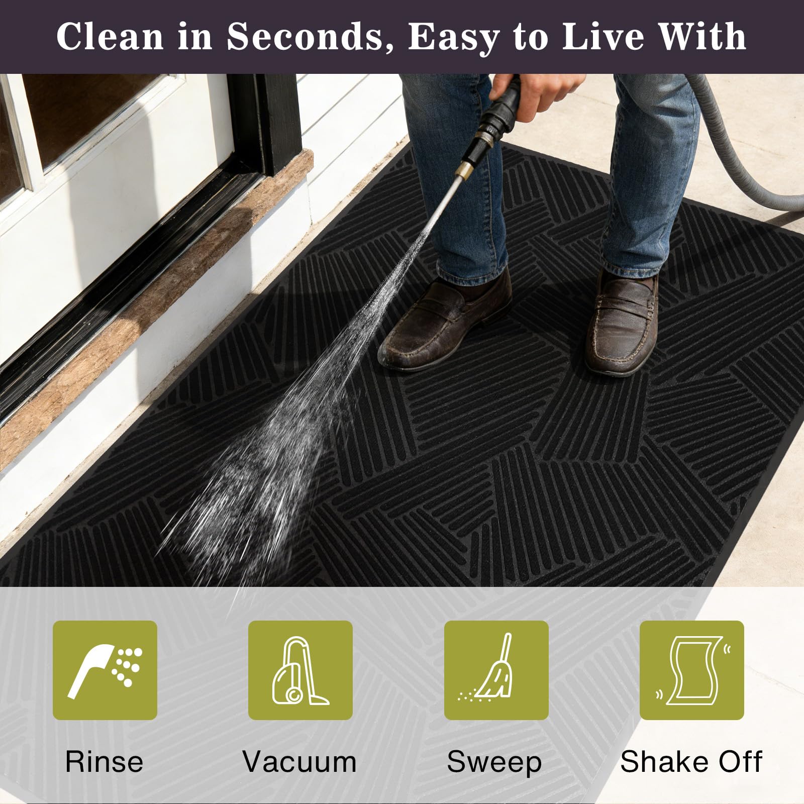 Heavy Duty Front Door Mat - 3' x 10' Black -5 Heavy Duty Front Door Mat - 3' x 10' Black -5