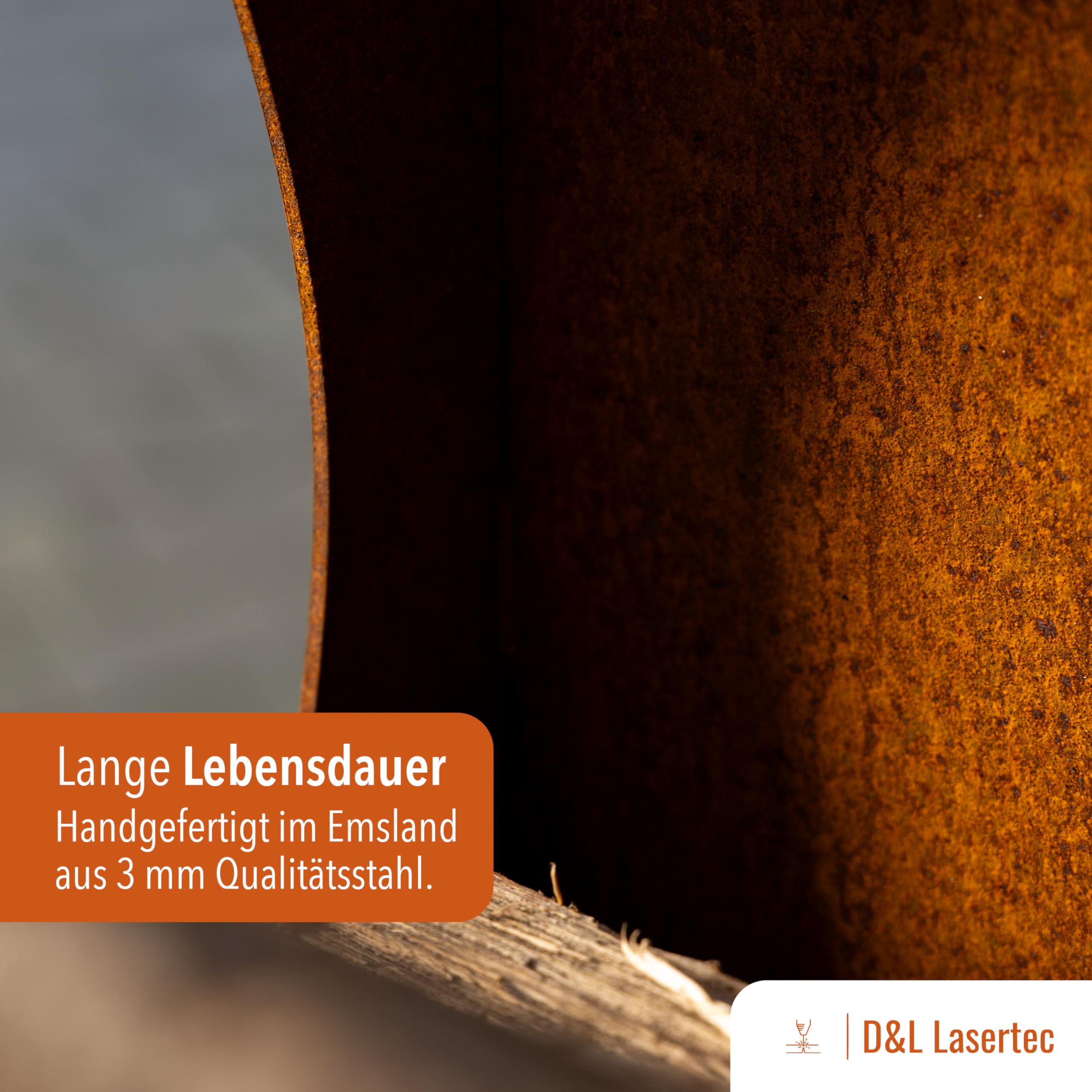 D&L Lasertec Modernes Brennholzlager aus Edelrost, 3 mm Stahl, stabil, leicht zusammenzustecken