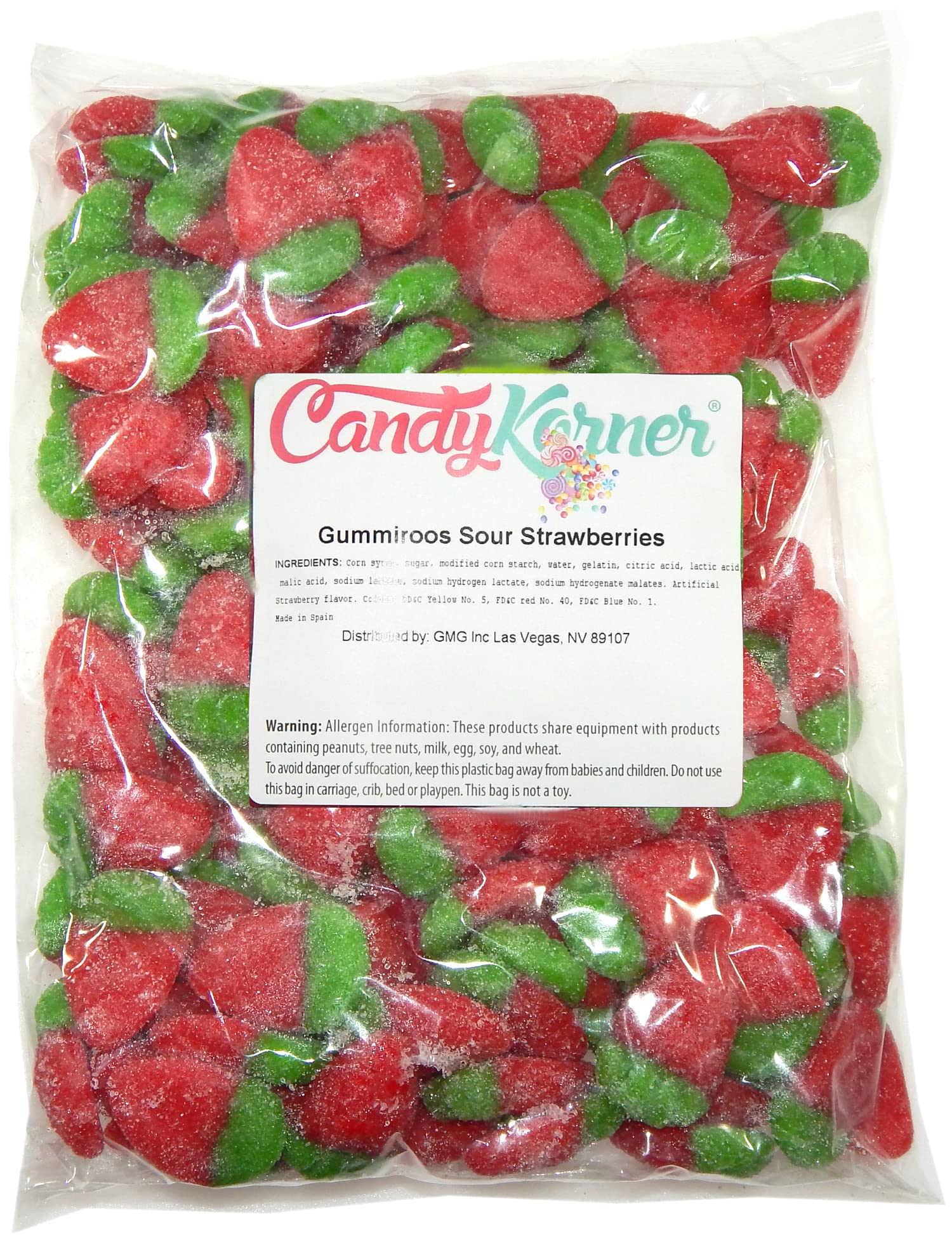 Gummi Strawberries - Sour Strawberry Gummi - Strawberries Gummy 2.2 Pound (35.2 Ounces) By CandyKorner
