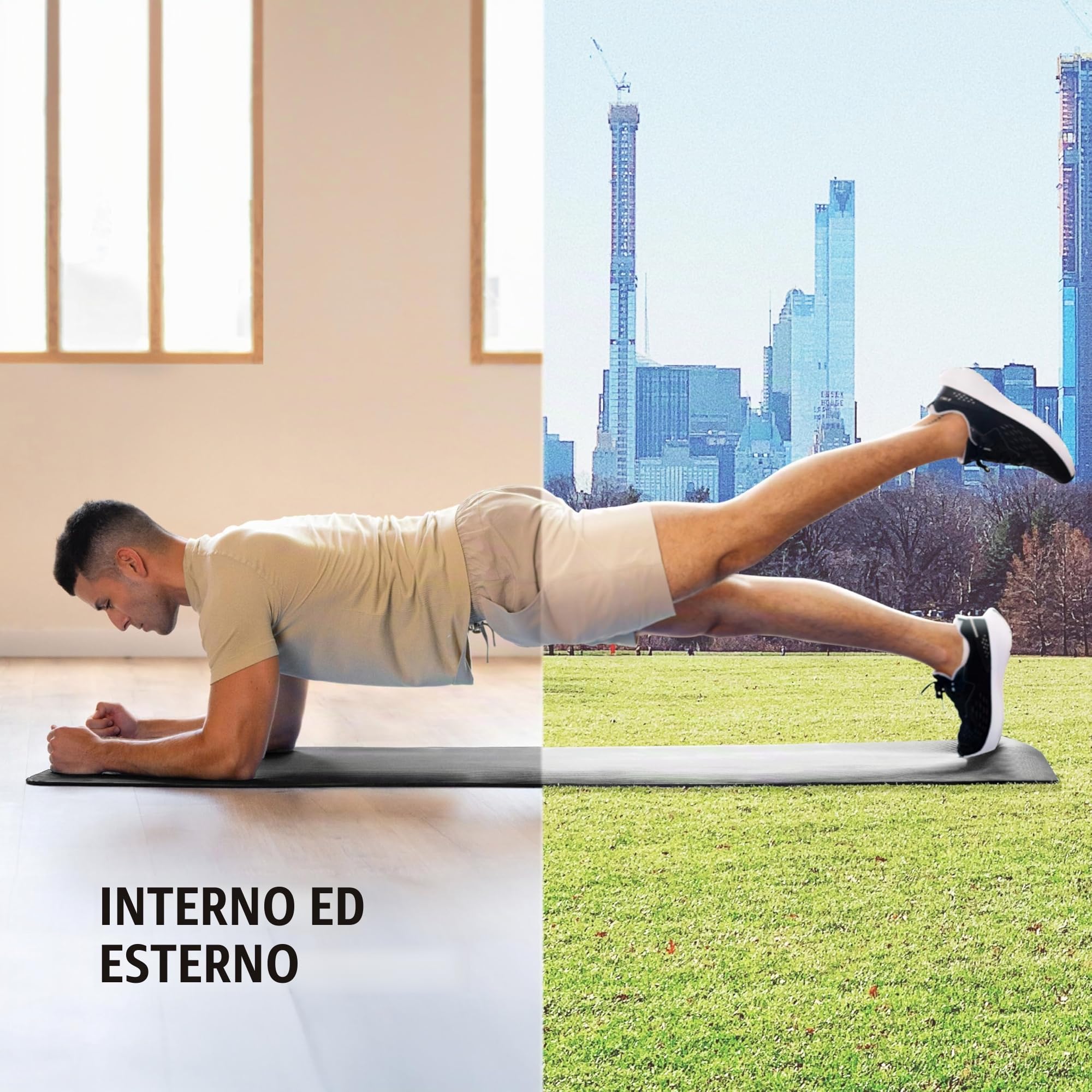 Tappetino Palestra Antiscivolo 8mm – Tappetino Yoga Antiscivolo e Pilates 183x60 cm con Tracolla, Tappetino Fitness per Ginnastica a Casa, Tappeto Yoga Spesso e Comfortevole