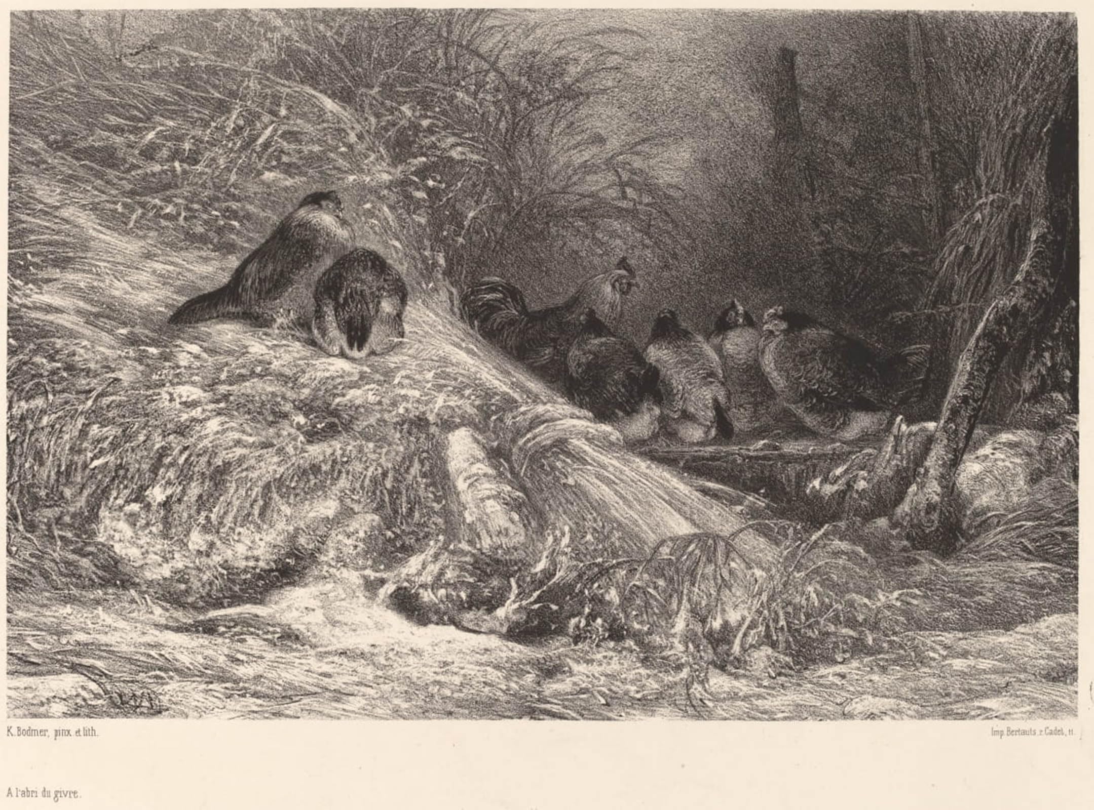 SERENDIPITP Abstract Painting Mural Print Picture Wall Decor Painting Shelter From the Frost by Karl Bodmer Vintage Wall Artwork for Home Decor 60x90cm