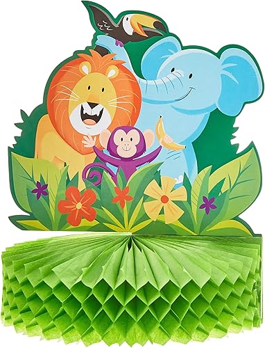 Miniatura 3 de Creative Converting Centro de mesa Jungle Safari, 1 unidad, multicolor, 9 x 11 pulgadas, 1 unidad