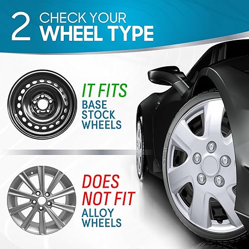 Miniatura 10 de BDK (paquete de 4) tapacubos de 16" para llantas de acero premium, tapacubos de repuesto estilo OEM, a presión, para coche, camión, SUV - juego