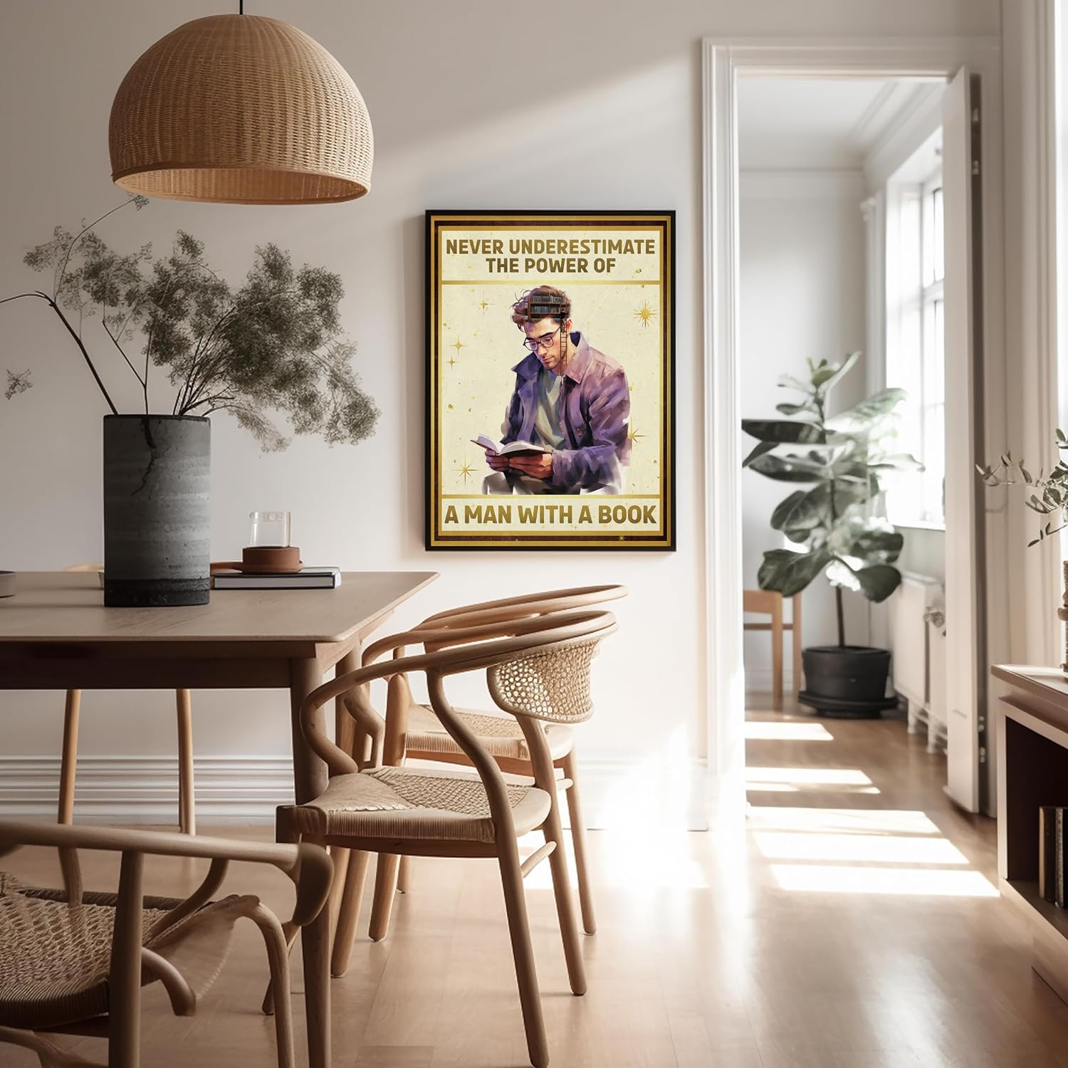 Poster Master Never Underestimate a Man With a Book Poster - Motivational Print - Inspirational Art - Gift for Men, Teacher & Student - Positive Decor for Dorm or Library - 8x10 UNFRAMED Wall Art
