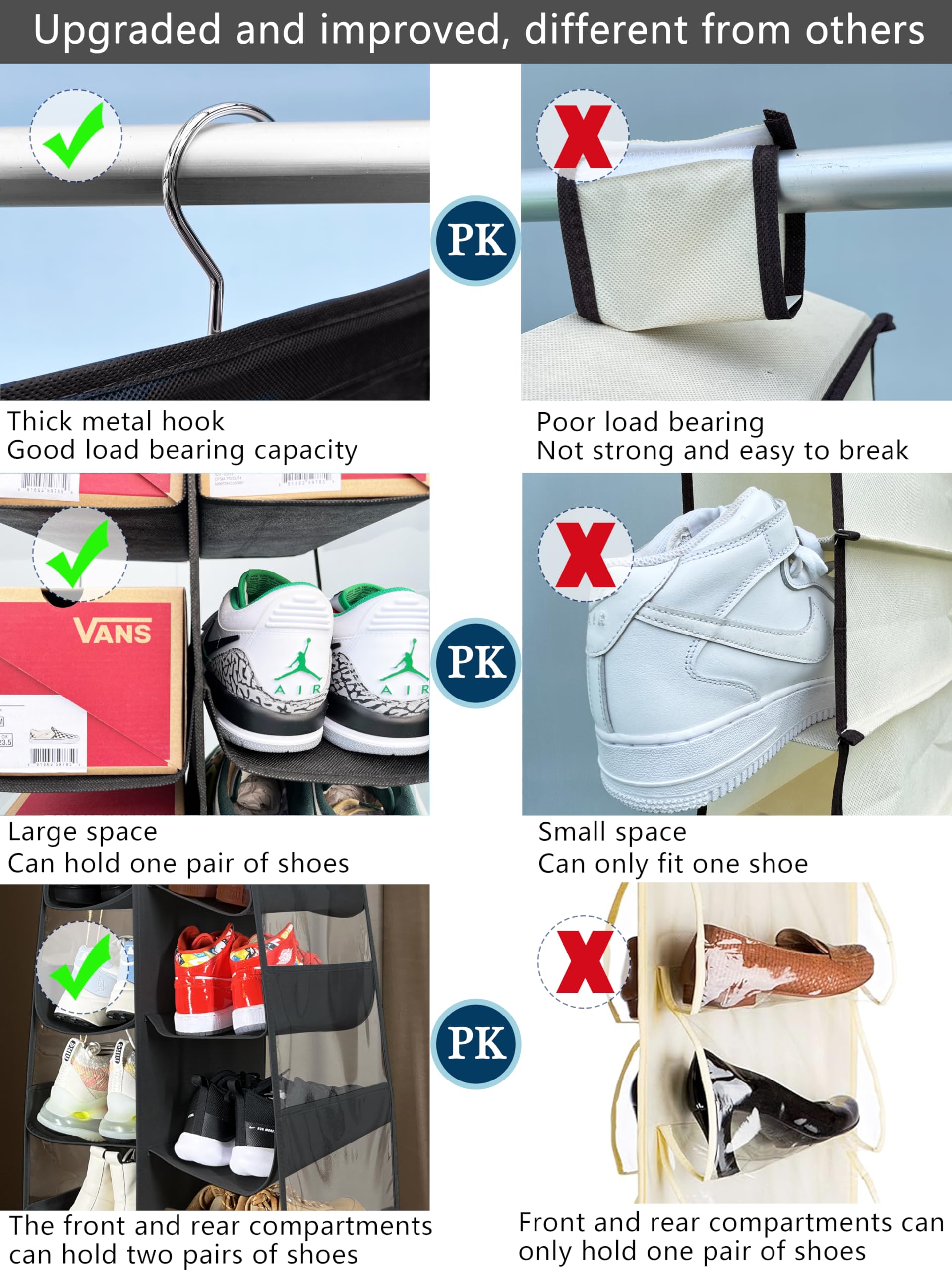 Snapklik.com : Zebricolo, Extra Large 24 Pocket Hanging Shoe Rack