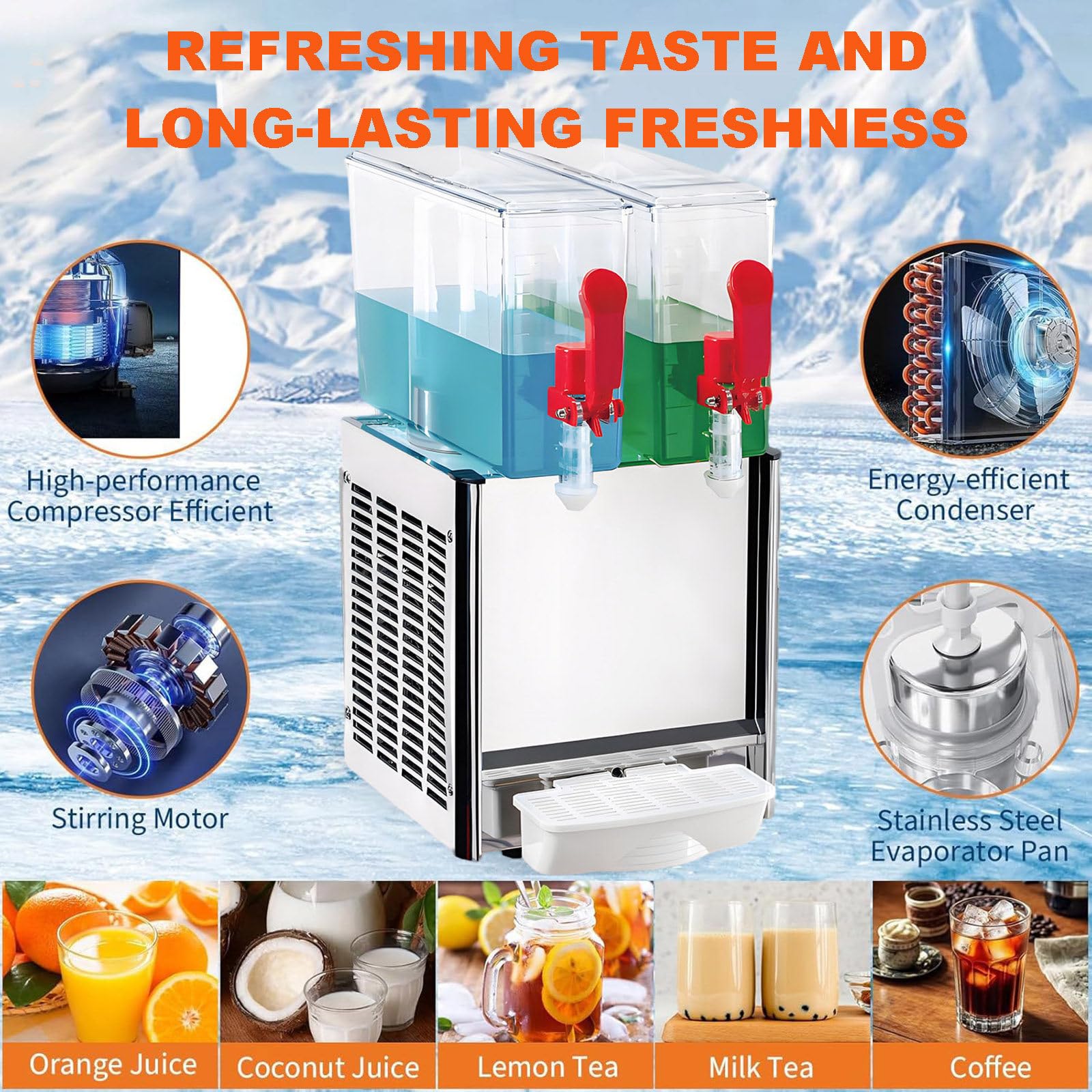 Dispensador comercial de bebidas, dispensador de jugo de acero inoxidable de 30 L para el hogar, restaurante, bar, fiesta, dispensador de bebidas ideal para eventos y reuniones