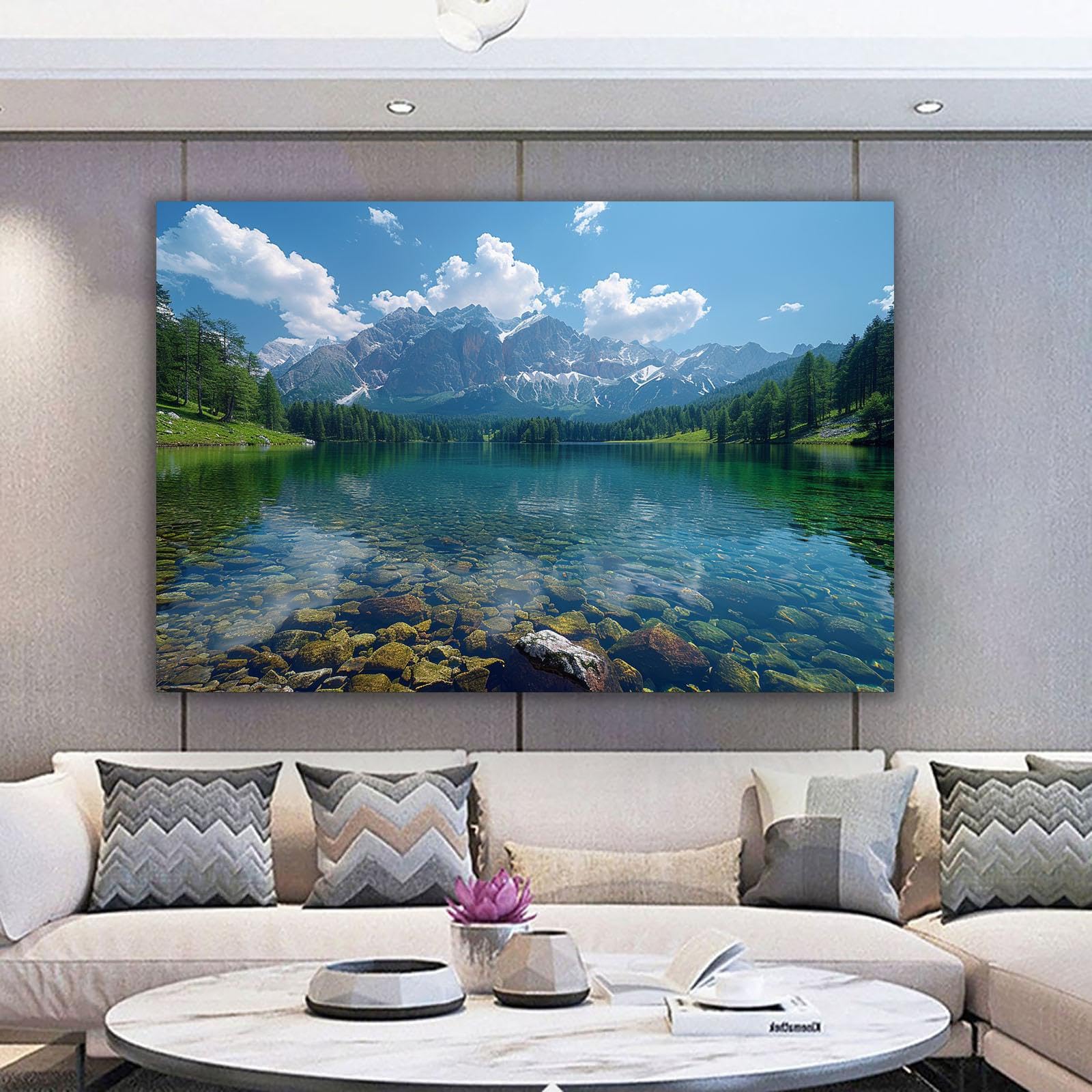 Amazon.co.jp: ZFXFHDR(へ楽ーツ) 森 絵画 絵 湖の風景