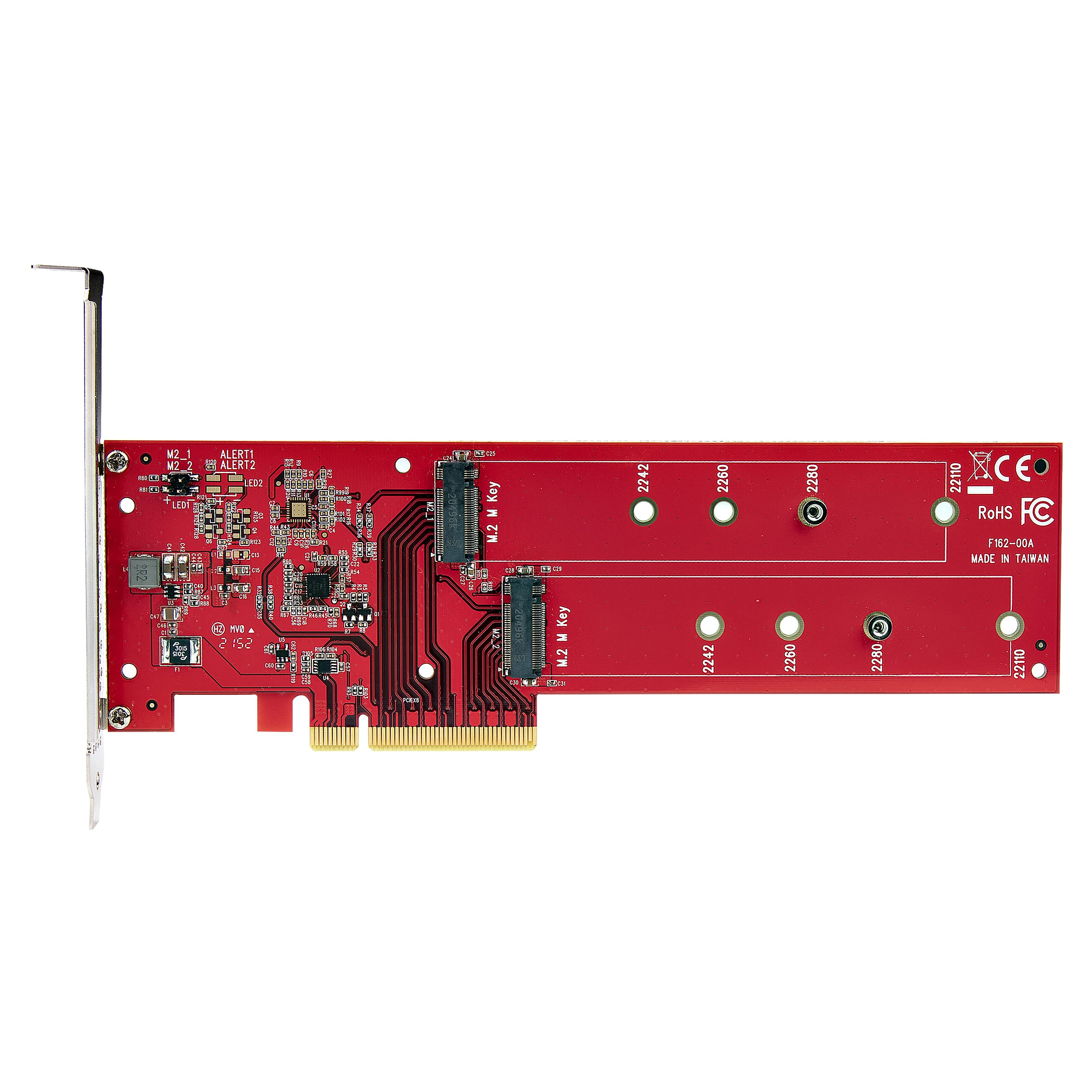 StarTech Tarjeta PCIe Adaptadora para 2 SSDs M.2, PCI Express x8 o x16 a NVMe Doble o SSDs M.2 AHCI, PCI Express 4.0, 7,8Gbps por Unidad con Bifurcación - Windows o Linux (DUAL-M2-PCIE-CARD-B), Rosso
