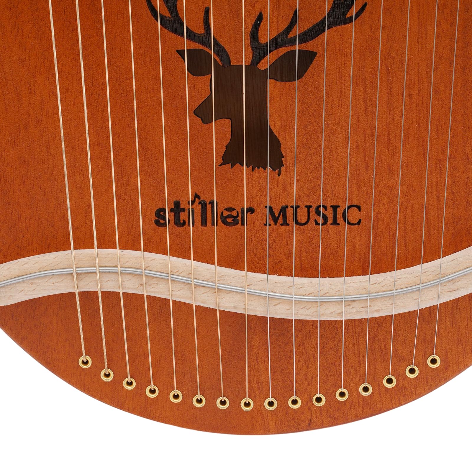 Lyre Harp Harpe 16 Cordes Métal Lyra Harfen Piano à Pouce en Acajou Massif avec Touches d'accordage Paddles pour Enfants et Adultes - Cadeau original Couleur bois d'origine, GKCFGJT-489
