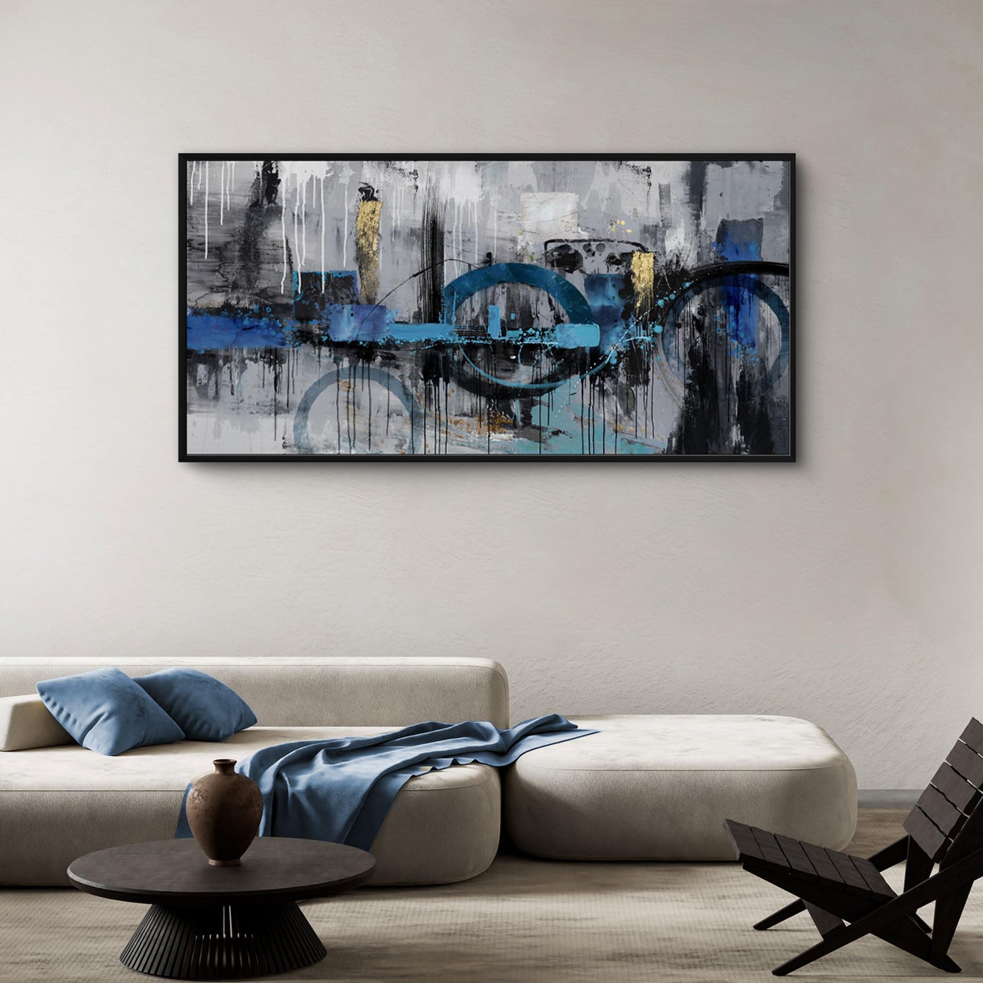 KLAKLA Abstract Blue Wall Art
