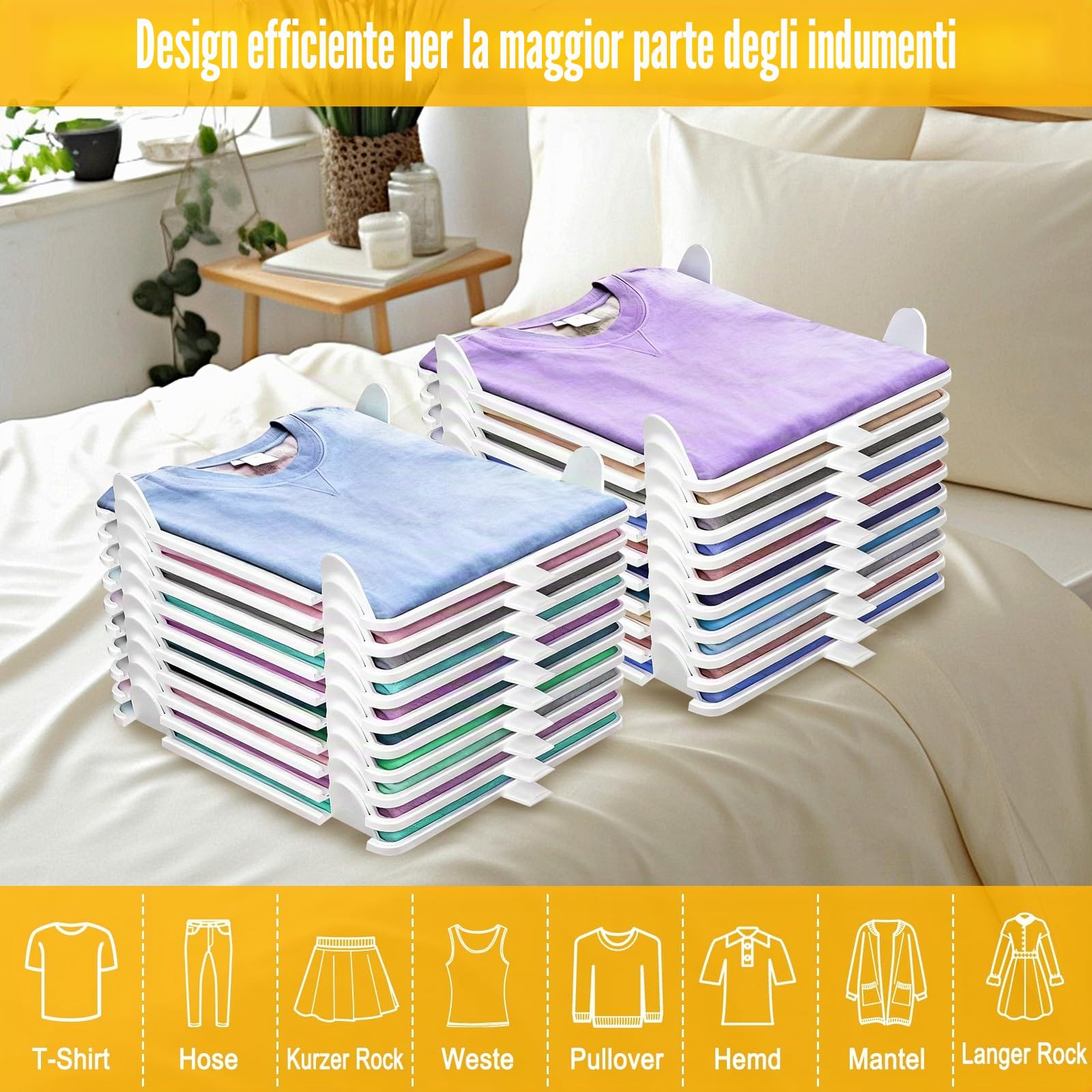 20 pezzi organizer armadio, organizer per vestiti, vestiti, impilabile per adulti e bambini, organizer per abbigliamento per magliette e camicie