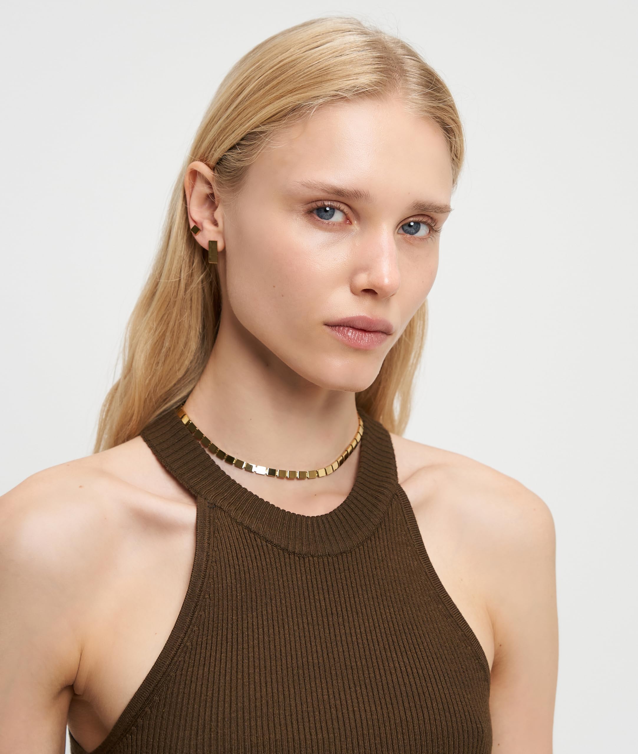 LIEBESKIND BERLIN Damen Schmuck – Kette, Armband und Ohrringe aus Edelstahl - ein schimmerndes Spiel aus rechteckigen Plättchen in Silber, Gold & Roségold