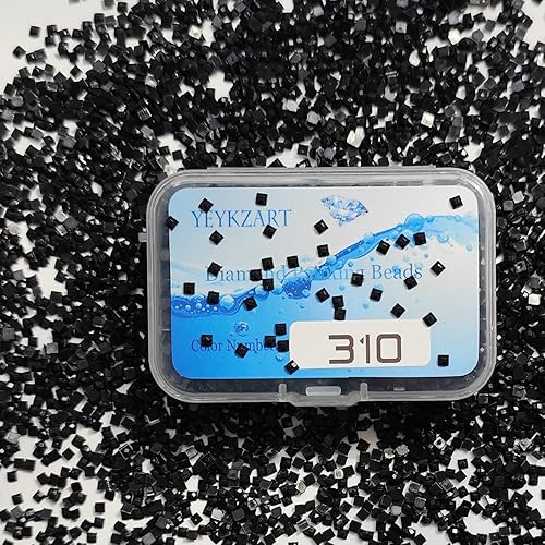 YEYKZART 310 diamantes negros de repuesto para pintura de diamantes, cuentas cuadradas para arte de diamantes, 3500 unidades