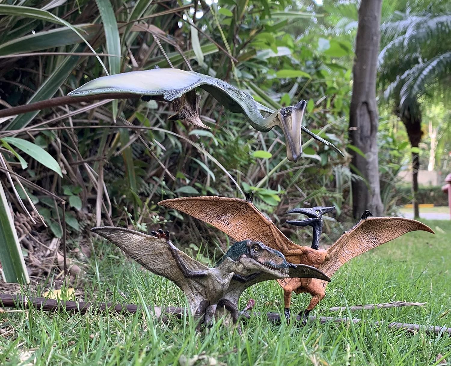 Gemini&Genius 3pcs Pterodactyl Action Figures Realistic Flying Dinosaur Pteranodon Dino Toys Pterosaur Model Toys Cake Toppers Set for Kids