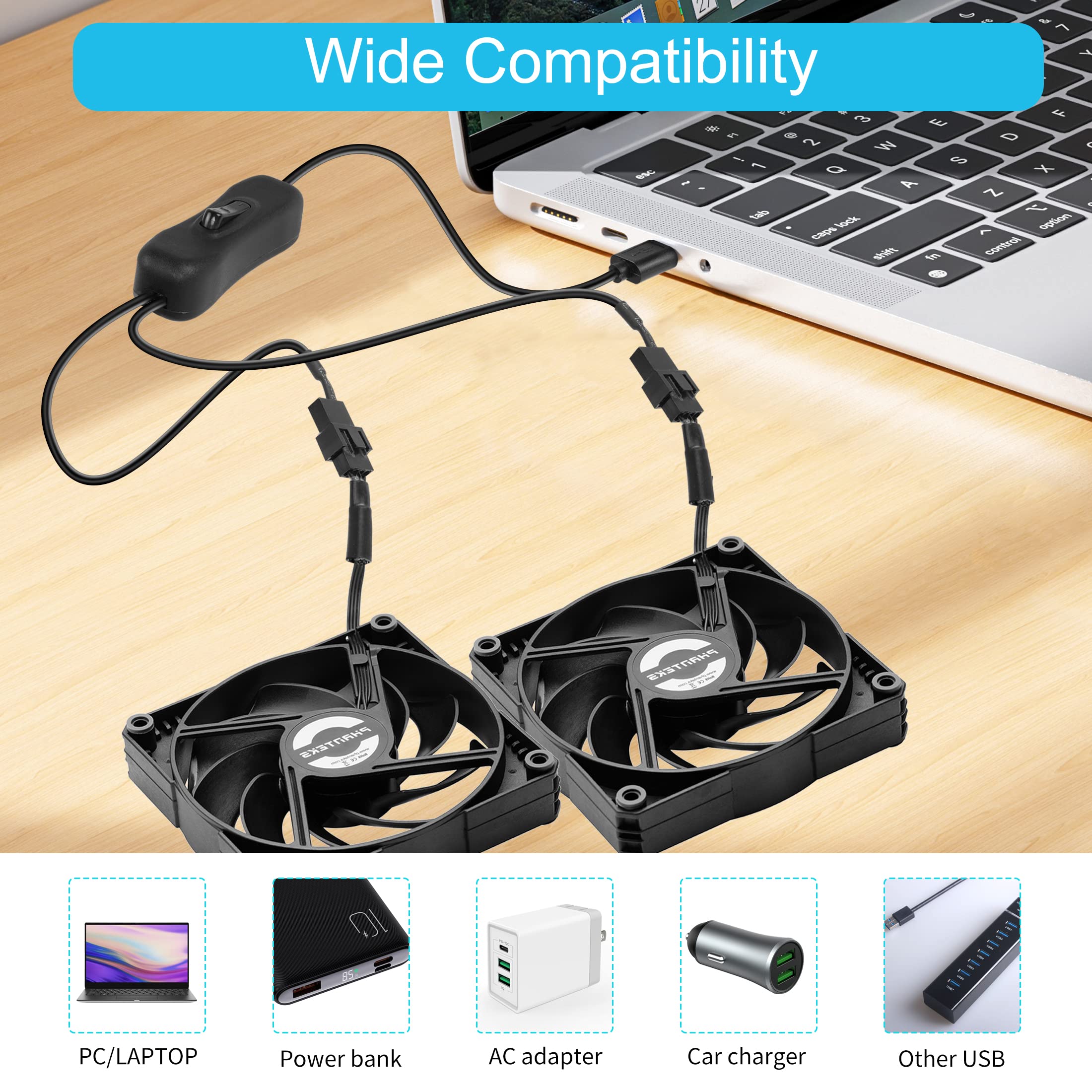 YACSEJAO USB Splitter Cable With Switch USB A 2.0 Male To Two USB