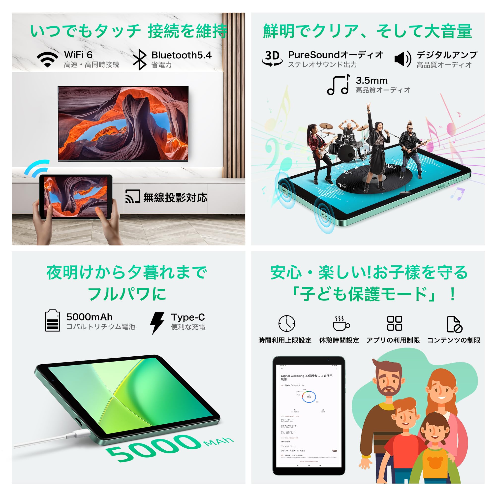 Amazon.co.jp: 【タブレット 8インチ】-Android16 強化版 Wi-Fi6