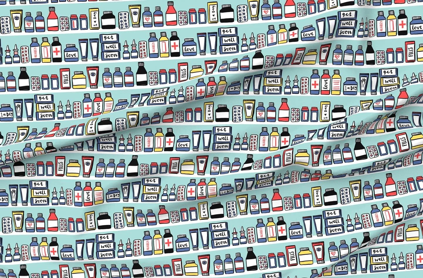 Spoonflower Fabric - Medicine Medical Pills Doctor Printed on Organic Cotton Sateen Fabric by The Yard - Sewing Quilting Apparel Home Decor