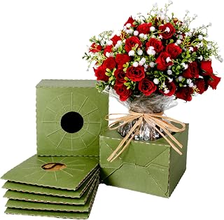 Holiday Designs - Pop-Up Florist Delivery Box, Heavy Duty Corrugated Cardboard Vase Boxes for Secure Floral Arrangements During Transport, 6.5 x 6.5 x 4.5 (Medium - 10 Pack)