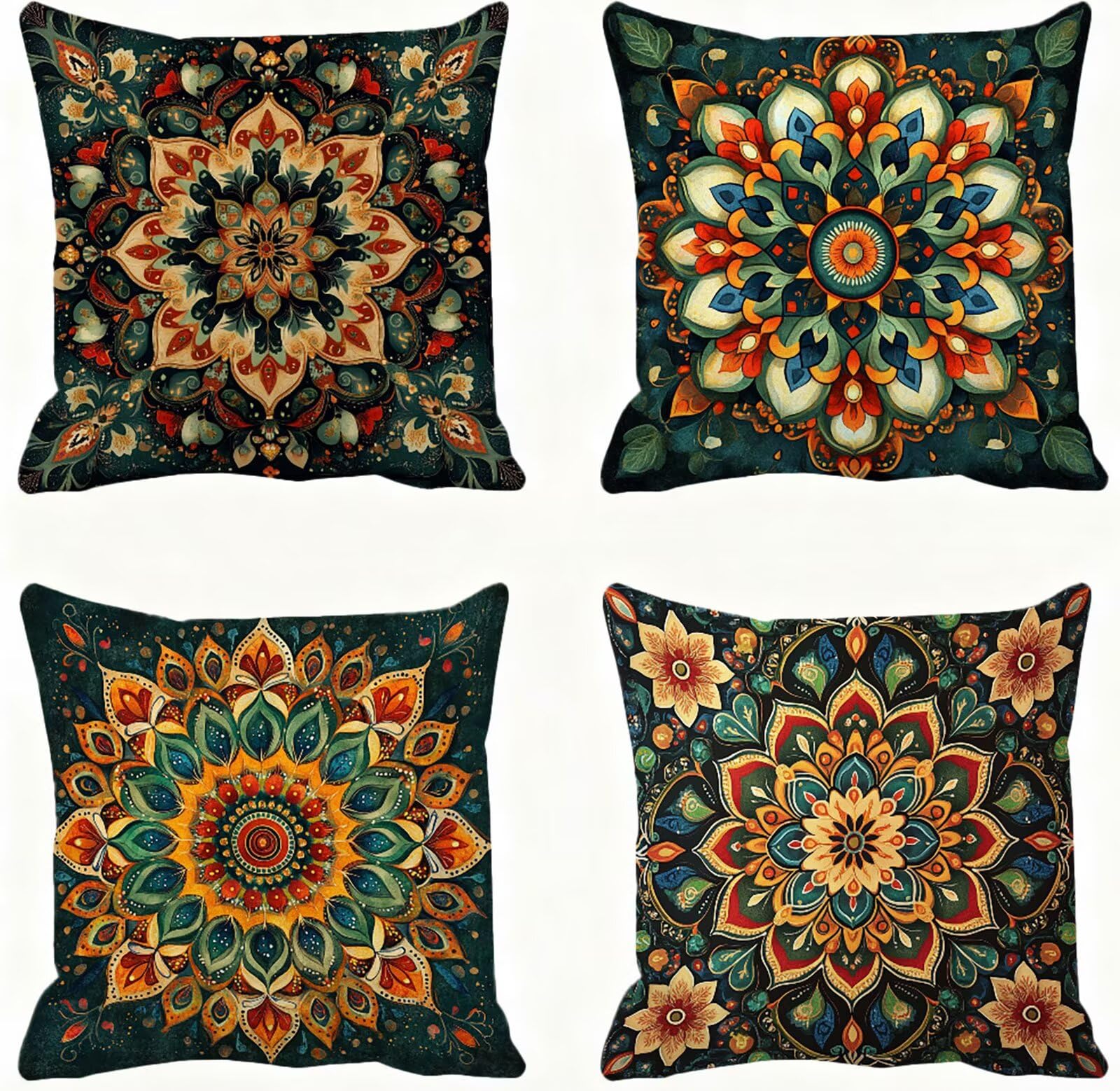 Verde Funda Cojin 60x60 Bohemia Funda Almohada 60x60 Cojines Sofa Súper Suave Fundas Cojines Decorativos Fundas Almohadas 4 Piezas Cervicales y Cuello, para Hogar Sofa Cama Salon Decoracion E - 619
