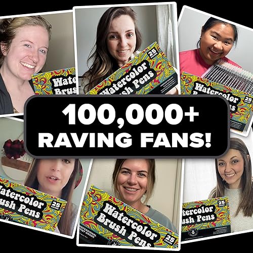 Miniatura 3 de HIPPIE CRAFTER Paquete de 25 bolígrafos de acuarela para artistas, punta de pincel de acuarela, juego de pintura para adultos y regalos para