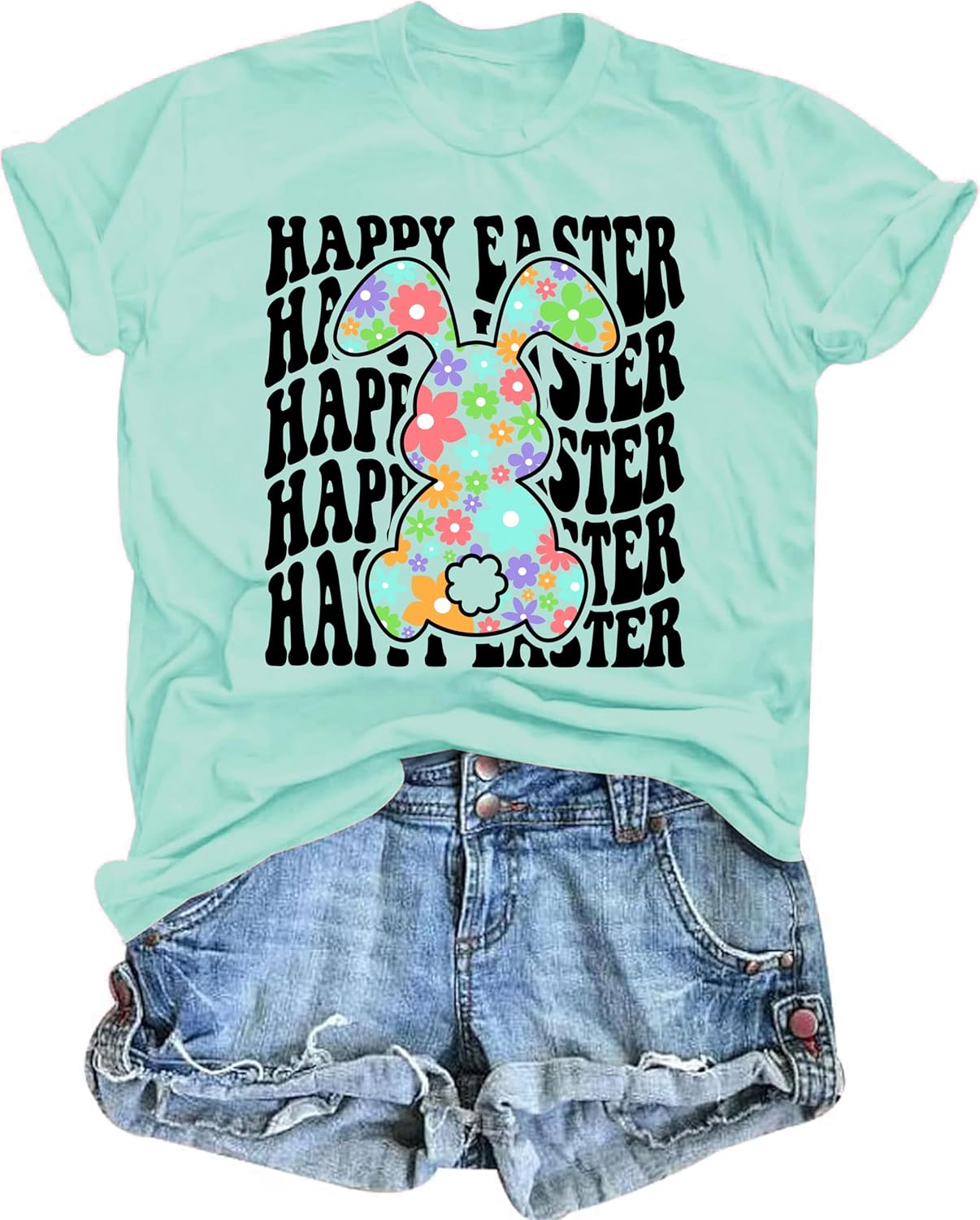Easter Shirts for Women V Neck Happy Easter T Shirt Easter Bunny Shirt Cute Rabbit Graphic Tee Gift Spring Tees Tops