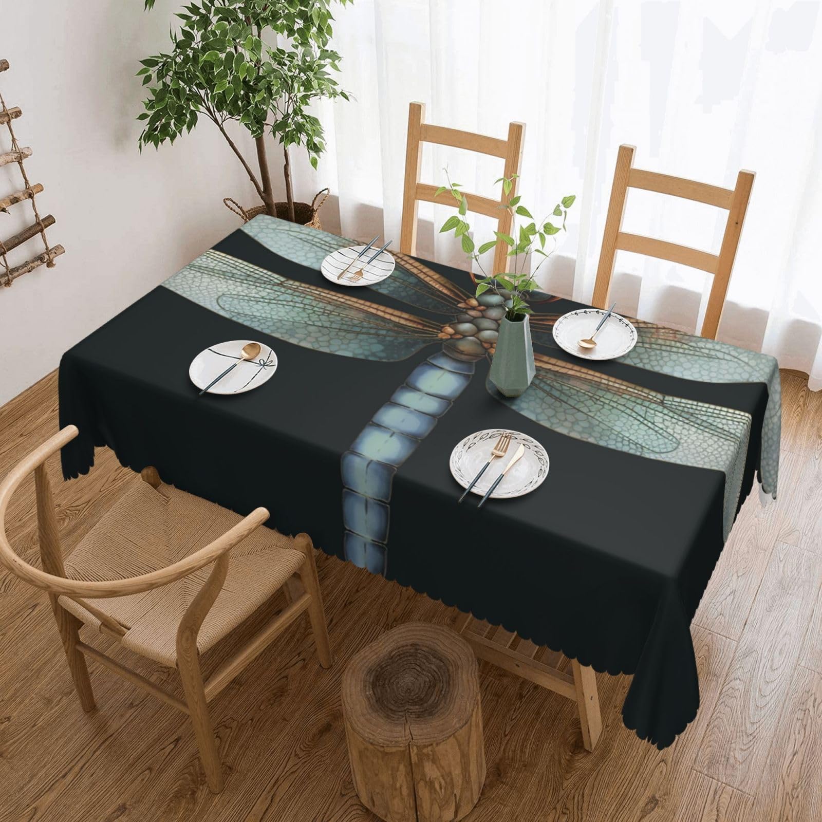 FodPand Dragonfly Tablecloths for Rectangle Tables 54 x 72 Inch - Reusable Washable Dining Table Clothes - Stain and Wrinkle Resistant Decorative Fabric Table Cover for Wedding Party