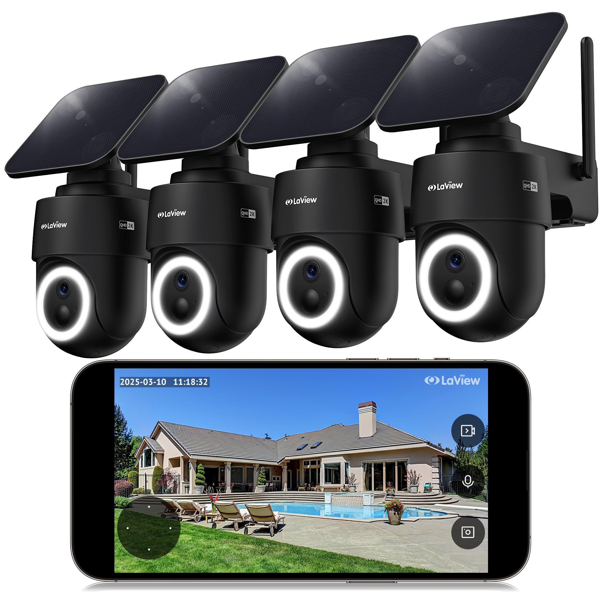 Amazon.com : LaView 2K Solar Camera Outdoor Wireless, 100% Wire