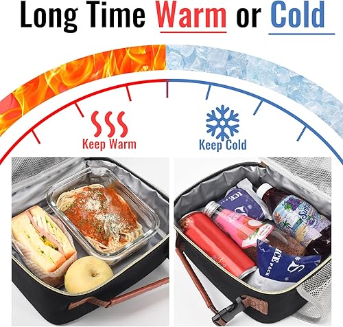 Miniatura 2 de Genteen Paquete de 2 loncheras para hombres, mujeres, adultos y niños, lonchera aislada reutilizable, cierre de cremallera y asa con hebilla,