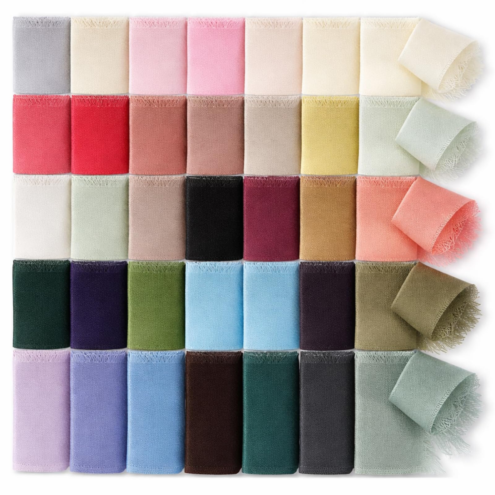 36 rollos de cinta de gasa de 1.57 pulgadas x 118 yardas, cinta de seda de gasa hecha a mano, bordes deshilachados, cinta colorida para invitaciones de boda, ramos de novia, manualidades,