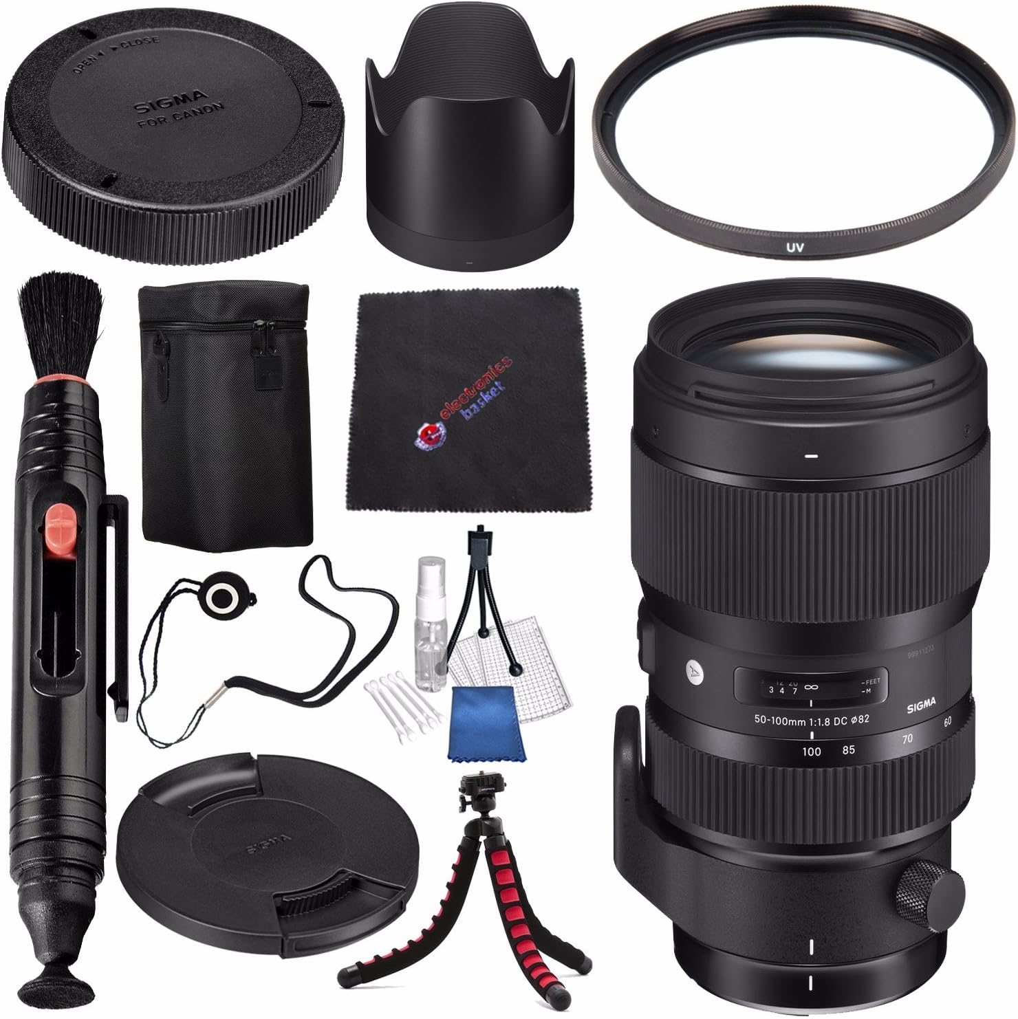 Sigma 50-100mm f/1.8 DC HSM Art Lens for Nikon F #693955 + Lens Pen Cleaner + Microfiber Cleaning Cloth + Lens Capkeeper + Flexible Tripod Bundle (International Model No Warranty)