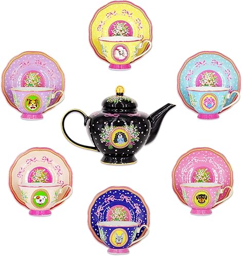 Miniatura 7 de Poppy Angeloff - Juego de taza de té y platillo Bentley - Colección de cachorros en tazas - Diseño de bulldog francés de nariz Snub - Porcelana