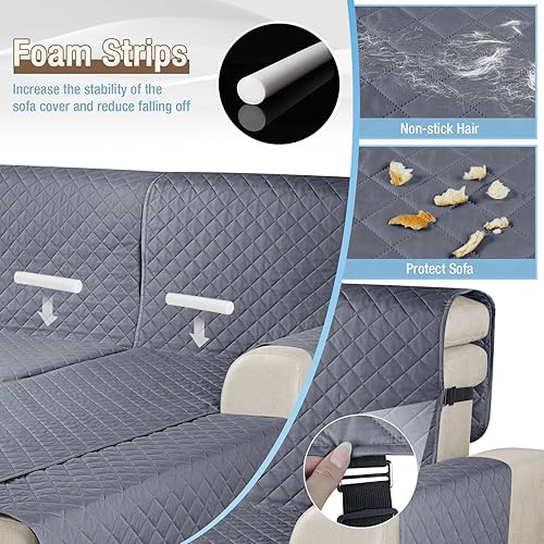 Miniatura 9 de KinCam Fundas de sofá modulares 100% impermeables, fundas reversibles en forma de L, 3 piezas, fundas de sofá para tumbonas seccionales, para