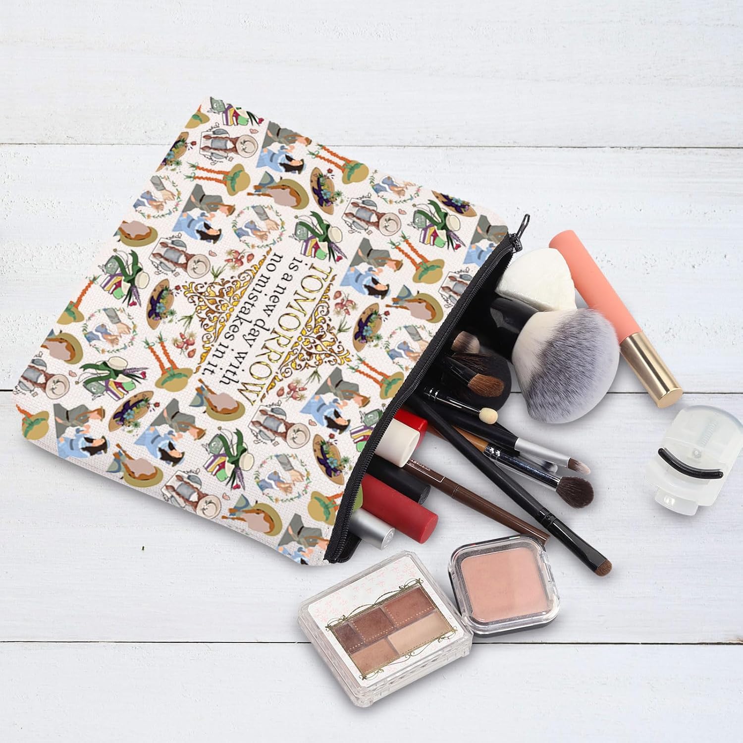 G2TUP Literary Makeup Bag Book Quote Gift Tomorrow is a New Day with No Mistakes in It Anne Fans Cosmetic Bag for Book Lovers (Tomorrow Is New MG) - Image 4