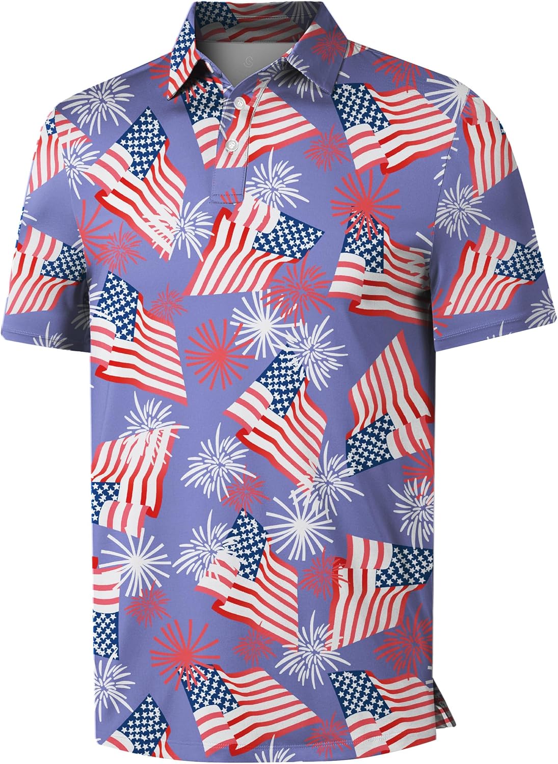 Mens Golf Shirts Short Sleeve Funny Print Golf Polo Shirts for Men Lightweight Dry Fit Quick Dry Collared Golf Polos