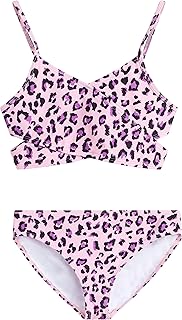Kanu Surf Biquíni esportivo feminino coral Reef Beach Wrap Around 2 peças, Praia, leopardo, rosa, 8 anos