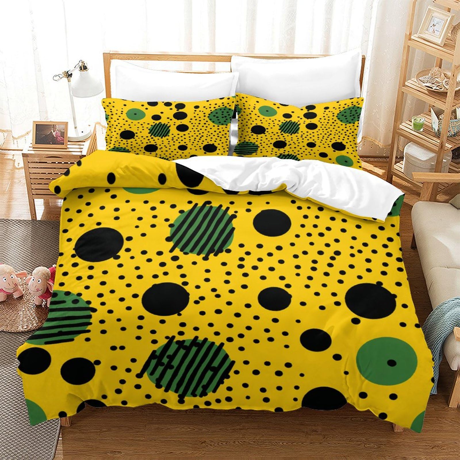 P1S9U7W5Y Bold Geometric 3D Printed 3pcs Microfiber Dot Duvet Cover Set Spot Bedding Set Double