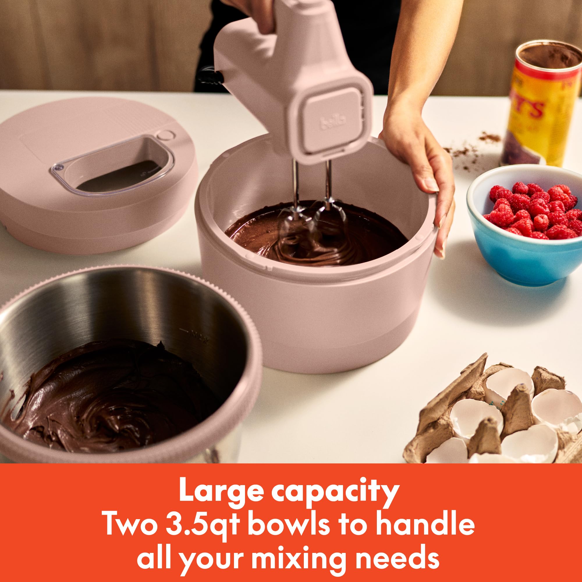 bella 3.5 Qt Hand & Stand Mixer, 2 in 1 Electric Mixer with Bowl, Blossom view 4