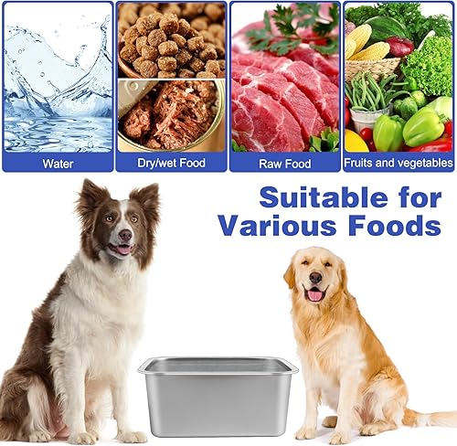 Miniatura 7 de Cuenco de agua grande de 3 galones para perros, cuencos metálicos de acero inoxidable para perros, tazón de comida para mascotas de gran capacidad,