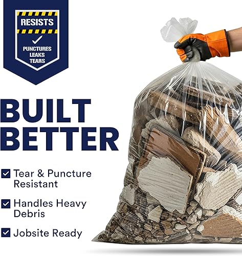 Miniatura 3 de Plasticplace Bolsas de basura para contratistas de 42 galones │ Bolsas de basura transparentes resistentes de 4.0 mil. │ 33 x 48 pulgadas (50 cajas)