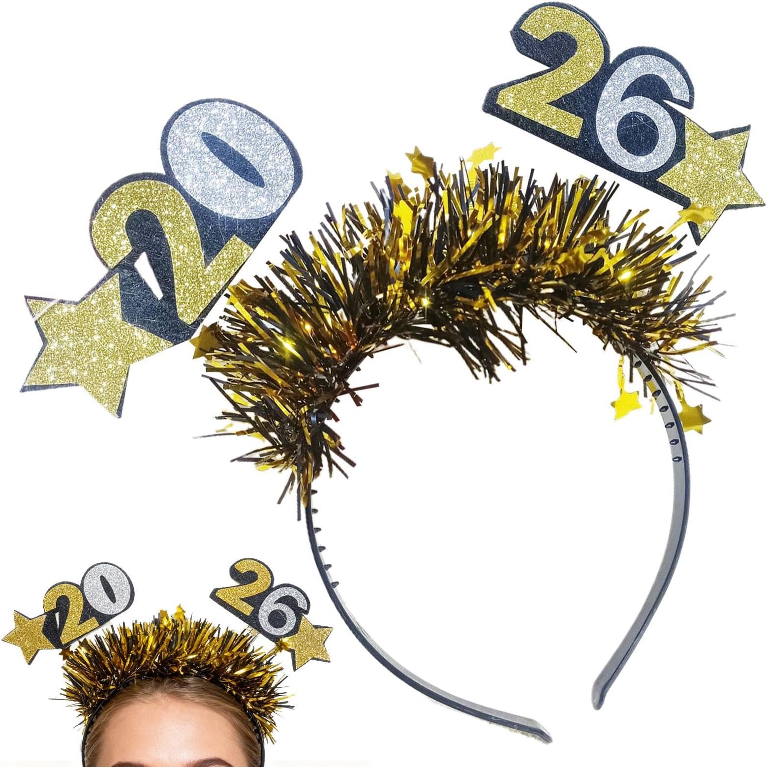 Happy New Year Headband | Comfortable Eye-Catching Soft Headwear - Girl Headband Headpiece - for Couple Family Women Adult Kids Indoor Outdoor Parties Holiday Celebration