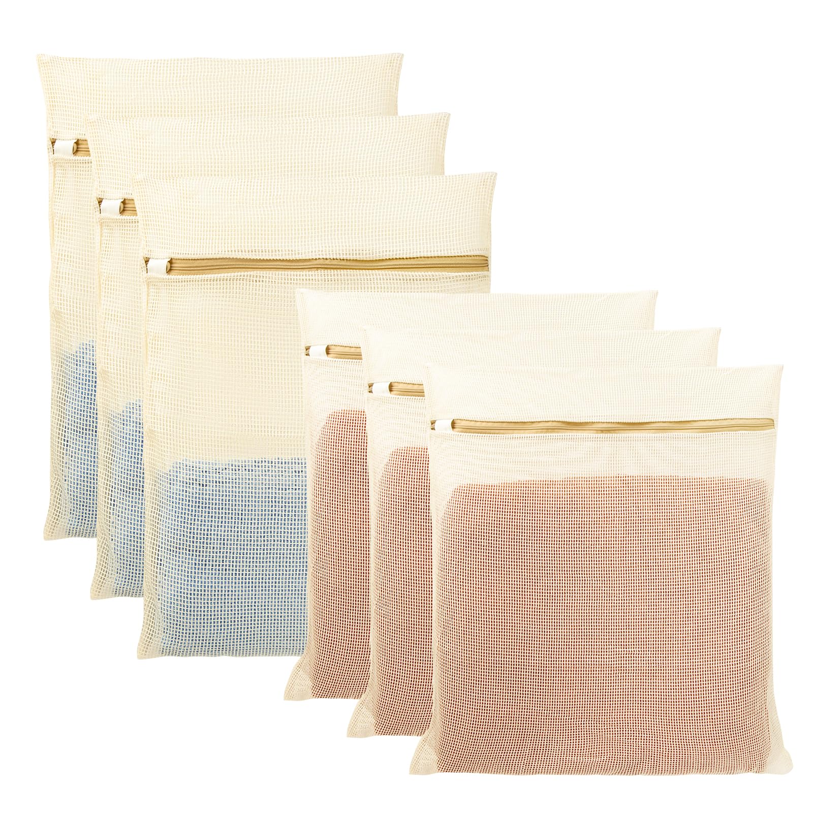 6pcs Mesh Laundry Bags for Delicates, Durable Organic Cotton Mesh Wash Bags, Sturdy Zipper Laundry Bag for Lingerie, Clothes, Shoes, Socks