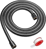 Vista 8 de Manguera para alcachofa de mano, 69 pulgadas extra larga, de acero inoxidable, con inserto de latón y tuerca - Duradera y flexible (cromo)