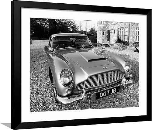ART.COM Impresiones artísticas enmarcadas para pared, Aston Martin DB5 de James Bond, utilizado en la película Goldfinger, decoración de transporte,