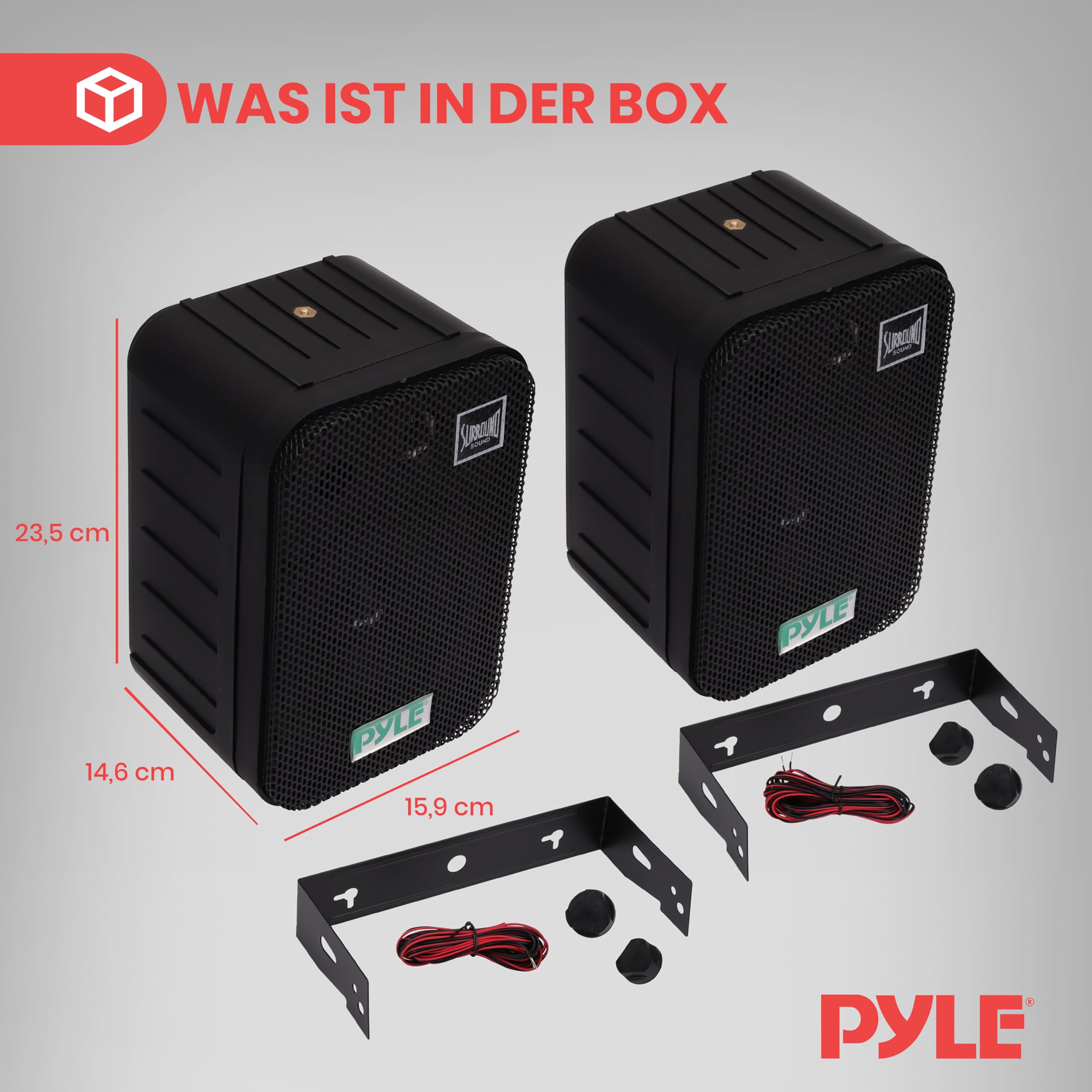 Pyle Outdoor Lautsprecher, Außen-Lautsprecher, 200W- Speaker, Wasserdicht, Musikbox- 2er Set, Indoor/Outdoor, für Patio, Garten,Deck, Boot, Terrasse, Restaurant, Leicht Montierbar